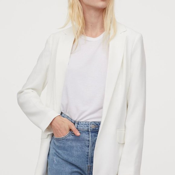 H&M Jackets & Blazers - H&M Straight-Cut Lined White Blazer Jacket